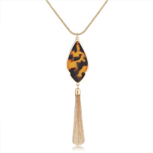 Long Necklaces for Women Statement Arrowhead Acrylic Pendant Necklaces Boho Tassel Y Necklace Fashion Jewelry in Saudi Arabia