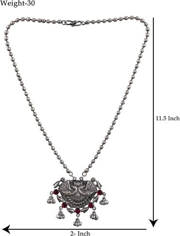 قلادة سلسلة طويلة من الفضة المؤكسدة العتيقة باجراس غونغرو للنساء والفتيات، 19 سم، معدن، بدون احجار كريمة in Kuwait