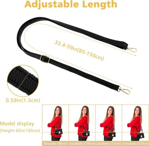 Purse Strap Replacement 33.4-59 Inch Adjustable Leather Belt for Purse Crossbody Bag Handbags,Black in Saudi Arabia