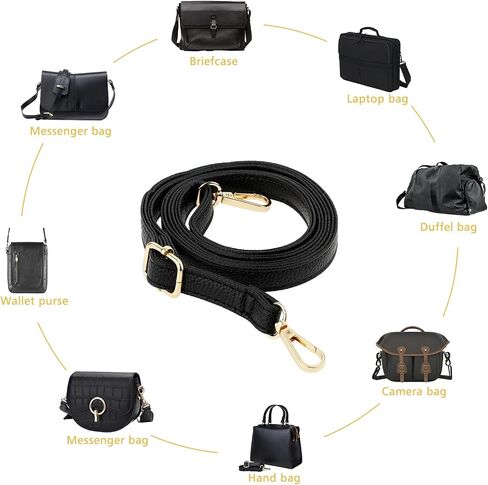 Purse Strap Replacement 33.4-59 Inch Adjustable Leather Belt for Purse Crossbody Bag Handbags,Black in Saudi Arabia