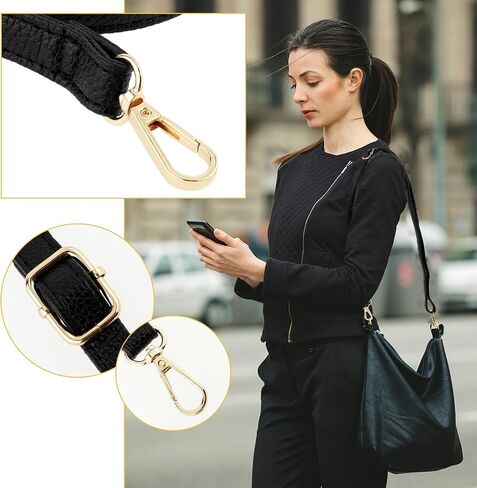 Purse Strap Replacement 33.4-59 Inch Adjustable Leather Belt for Purse Crossbody Bag Handbags,Black in Saudi Arabia