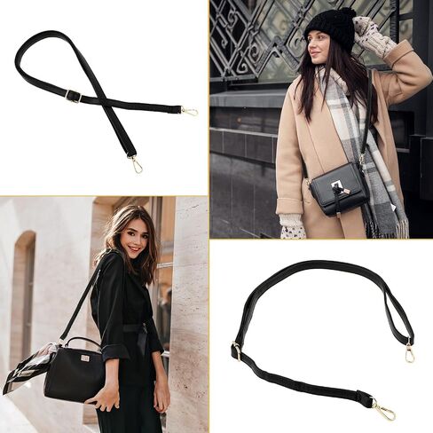 Purse Strap Replacement 33.4-59 Inch Adjustable Leather Belt for Purse Crossbody Bag Handbags,Black in Saudi Arabia