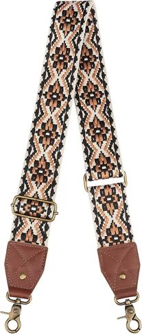 Crossbody Strap Top Grain Leather Ends Brass Metal Hardware 2" Wide Shoulder Strap Replacement for Handbags Purses Messenger Duffel Bags Adjustable Length from 35" to 58" - Jacquard Medallion in Saudi Arabia