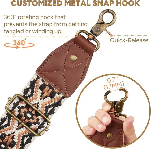 Crossbody Strap Top Grain Leather Ends Brass Metal Hardware 2" Wide Shoulder Strap Replacement for Handbags Purses Messenger Duffel Bags Adjustable Length from 35" to 58" - Jacquard Medallion in Saudi Arabia