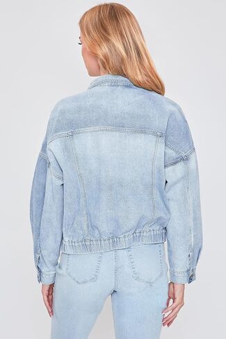 YMI Womens Junior 80's Denim Oversized Jacket, Light Denim, Medium US in Saudi Arabia