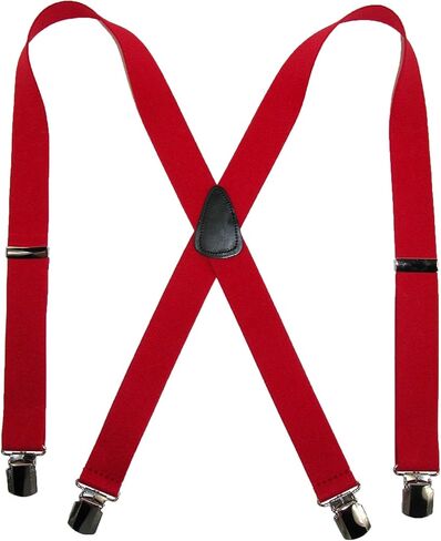 CTM® Men's Elastic with Anti Slip Pin Clip 1 1/2 Inch Solid Suspenders in Saudi Arabia