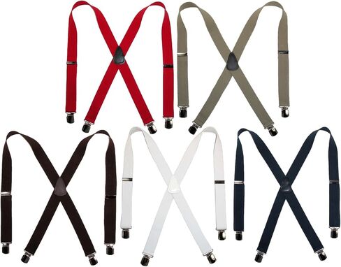 CTM® Men's Elastic with Anti Slip Pin Clip 1 1/2 Inch Solid Suspenders in Saudi Arabia