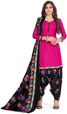 Readymade Panjabi Style Crepe Fabric Patiyala Salwar suit with Printed Dupatta for Women & Girls in Saudi Arabia