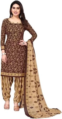 Readymade Panjabi Style Crepe Fabric Patiyala Salwar suit with Printed Dupatta for Women & Girls in Saudi Arabia
