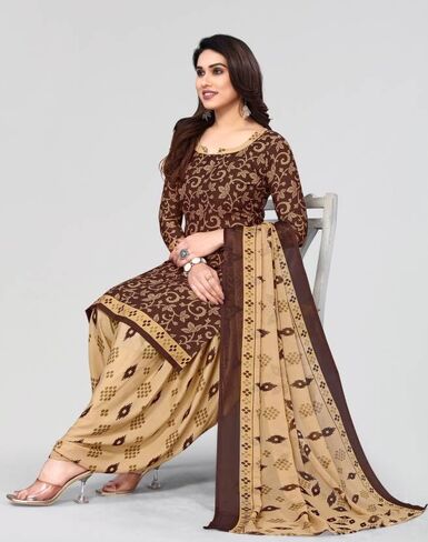 Readymade Panjabi Style Crepe Fabric Patiyala Salwar suit with Printed Dupatta for Women & Girls in Saudi Arabia