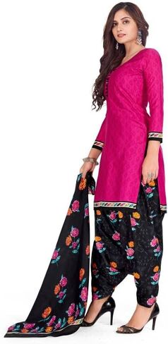 Readymade Panjabi Style Crepe Fabric Patiyala Salwar suit with Printed Dupatta for Women & Girls in Saudi Arabia