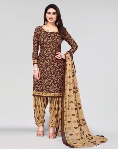 Readymade Panjabi Style Crepe Fabric Patiyala Salwar suit with Printed Dupatta for Women & Girls in Saudi Arabia