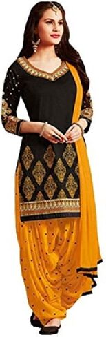 Readymade Panjabi Style Crepe Fabric Patiyala Salwar suit with Printed Dupatta for Women & Girls in Saudi Arabia