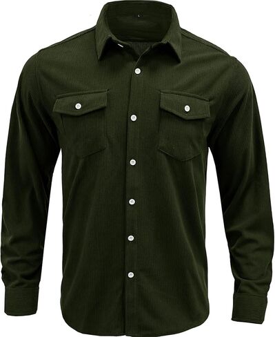 قمصان سروال قصير للرجال بأزرار سفلية وأكمام طويلة وسترة كاجوال مع جيب in Kuwait