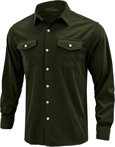 قمصان سروال قصير للرجال بأزرار سفلية وأكمام طويلة وسترة كاجوال مع جيب in Kuwait