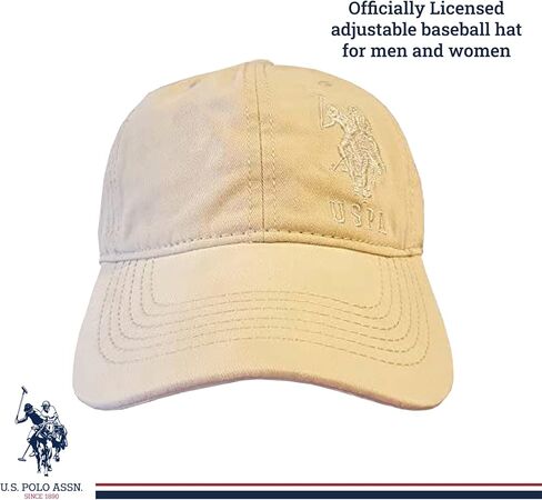 U.S. Polo Assn. Adjustable Cotton Baseball Hat, Beige, One Size in Saudi Arabia