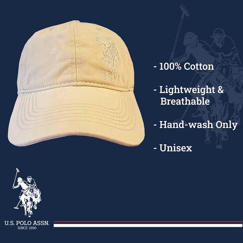 U.S. Polo Assn. Adjustable Cotton Baseball Hat, Beige, One Size in Saudi Arabia
