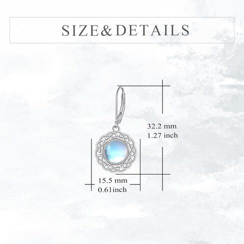 JOERPH Celtic Knot Moonstone Dangle Earrings 925 Sterling Silver Moonstone Drop Earrings Leverback Celtic Knot Jewelry Gift for Women Mother Wife Daughter in Kuwait