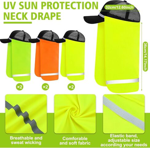 Funtery 6 Pcs UV Neck Sun Protection Reflective Strap Hat Drape Neck Protection Adjustable Neck Sun Protector for Outdoor in Saudi Arabia