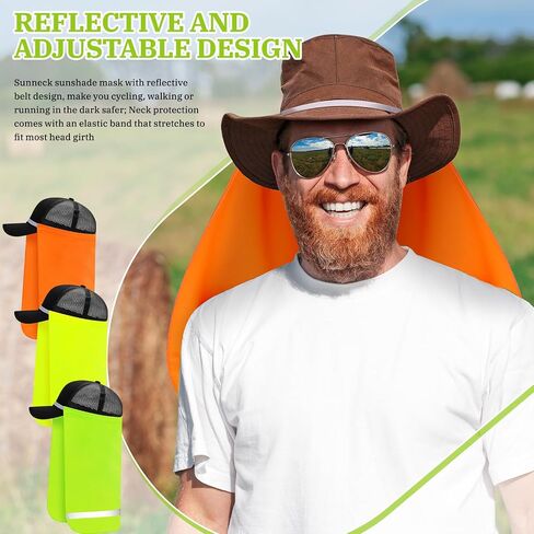 Funtery 6 Pcs UV Neck Sun Protection Reflective Strap Hat Drape Neck Protection Adjustable Neck Sun Protector for Outdoor in Saudi Arabia