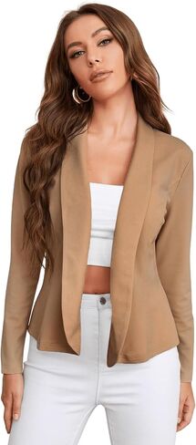 SweatyRocks Women's Elegant Open Front Shawl Collar Long Sleeve Blazer Jacket Coat Cardigan in Saudi Arabia