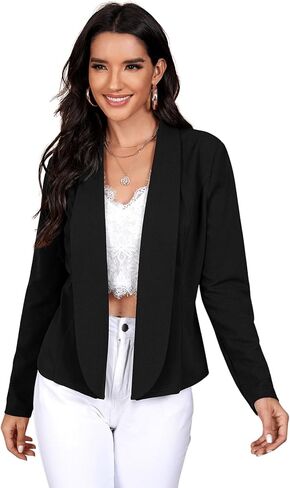 SweatyRocks Women's Elegant Open Front Shawl Collar Long Sleeve Blazer Jacket Coat Cardigan in Saudi Arabia