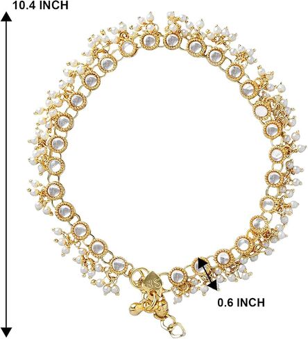 I Jewels 18k Gold Plated Indian Wedding Bollywood Kundan Anklets for Women(A044W) in Saudi Arabia