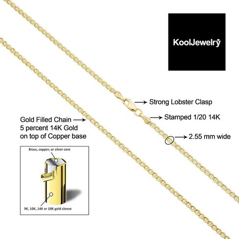 Solid 14k Yellow Gold Filled Mariner Link Ankle Bracelet (2.55 mm, 10 inch) in Saudi Arabia