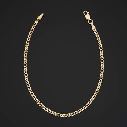 Solid 14k Yellow Gold Filled Mariner Link Ankle Bracelet (2.55 mm, 10 inch) in Saudi Arabia