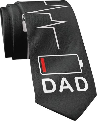 Dad Battery Low Necktie Funny Sarcastic Father's Day Gift Parenting Novelty Graphic Tie in Saudi Arabia
