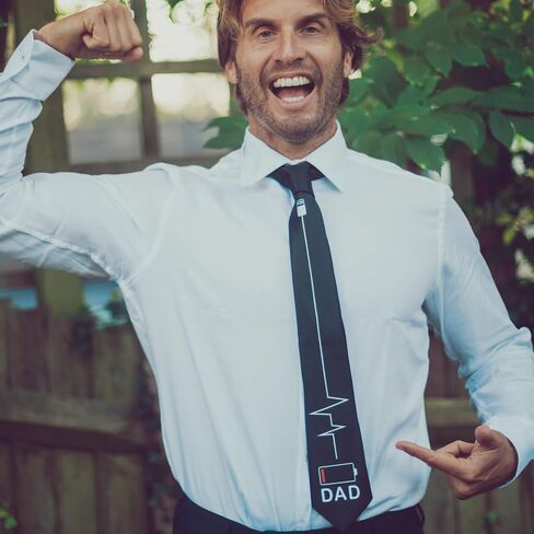 Dad Battery Low Necktie Funny Sarcastic Father's Day Gift Parenting Novelty Graphic Tie in Saudi Arabia