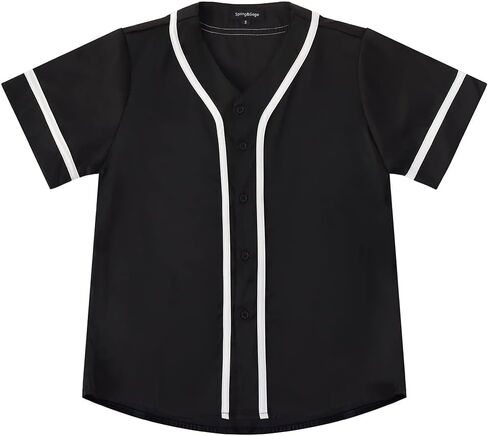 تي شيرت بيسبول للأولاد من Spring&Gege بأزرار سفلية وأكمام قصيرة زي هيب هوب الرياضي (4-14 سنة) in Kuwait