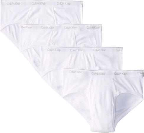 Calvin Klein Men's Classic Fit Low Rise Briefs, Pack of 4 (White(NP2173-100)/Black, Medium) in Saudi Arabia