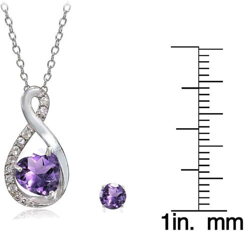 Lovve Necklace and Earring Set for Women Sterling Silver Gemstone & White Topaz Infinity Heart Birthstone Jewelry in Saudi Arabia