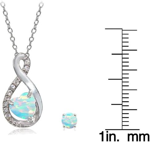 Lovve Necklace and Earring Set for Women Sterling Silver Gemstone & White Topaz Infinity Heart Birthstone Jewelry in Saudi Arabia