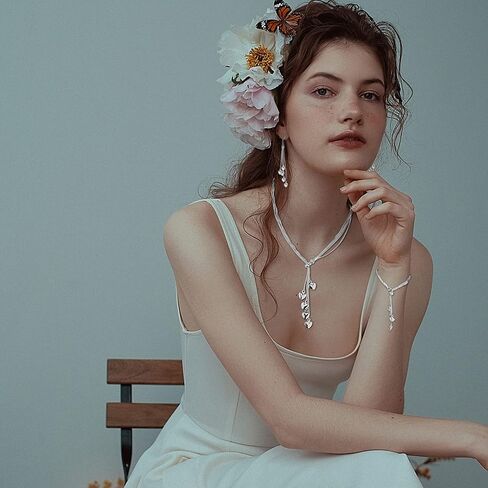 Sanfenly 4 قطع القلب قلادة سوار أقراط للنساء الفضة سلسلة خمسة أسطر مع خمسة القلب سحر القلب مجموعة مجوهرات لعيد الحب هدية عيد الأم in Kuwait