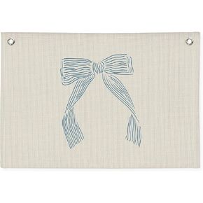 Blue Dorm Decor,Coastal Granddaughter Aesthetic,Coastal Granddaughter Hair Bow Canvas Banner,Trendy Retro Bowknot Bow Banner Wall Hanging Banner Flag