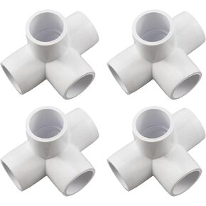 4PCS 1/2 inch PVC Connectors - Durable 4-Way Pipe Fittings PVC Elbow Joints for 1/2 inch Size Pipes, Ideal for Versatile Plumbing Applications