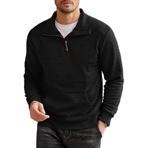 COOFANDY Mens Quarter Zip Sweatshirt Long Sleeve Casual Waffle Pullover Hoodies with Pocket
