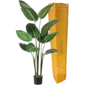 One 5 Foot Artificial Silk Bird of Paradise Palm Tree Potted Plant