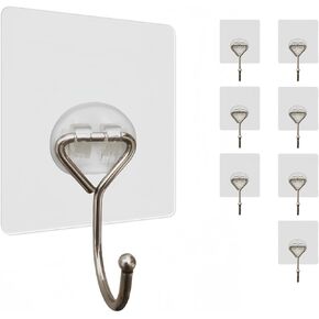 All-Purpose Large Adhesive Hooks Heavy Duty Hold 22 lb(Max),Wall Hangers without Nails,Waterproof & Oilproof &Rustproof Multiple Uses for Home Bathroom, Kitchen, Office and Outdoor (10 Pack)