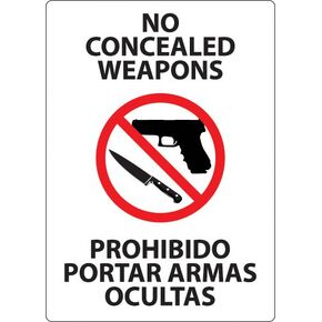 ZING Concealed Carry Window Decal, Concealed Weapons Bilingual, 7Hx5W, Recycled Polystyrene Face-Adhesive, 2/Pk