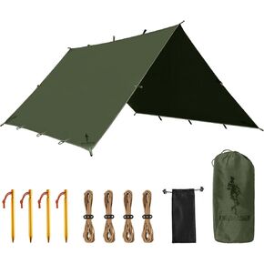 FREE SOLDIER Waterproof Portable Tarp Multifunctional Outdoor Camping Traveling Awning Backpacking Tarp Shelter Rain Tarp (Gray)