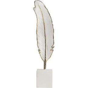 Feather Home Decor, Aluminum Bird Decorative Sculpture, Leaf Statues Home Decor White, for Home Hotel Living Room Accent Figurine