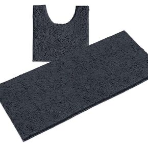 LuxUrux Bathroom Rugs 2 Piece Set–Extra-Soft Plush Bath mat Shower Bathroom Rugs,1'' Chenille Microfiber Material, Super Absorbent in Kuwait