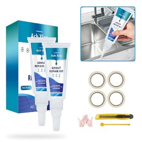 Tile Grout Paint | 2 Pack Tile Grout Paint for Bathroom Shower Floor | Grout Filler Tube | Fast Drying Grout Repair Kit, Restore and Renew Tile Joints Line, Gaps, Replace Grout Pen (White)