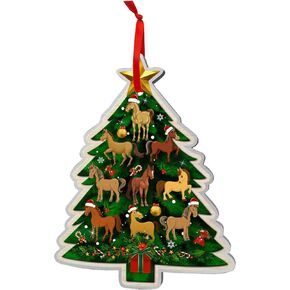 Horse Ornaments for Christmas Tree, Horse Xmas Tree Aluminum Ornament (NOT 3D), Farmhouse Christmas Decoration 2023 for Horse Lovers, Equestrian, Horse Rider, Farmer