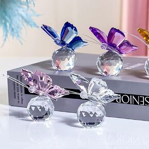CDIYTOOL حزمة من 4 تمثال فراشة كريستال مع قاعدة كروية، وردي شفاف وأزرق وأرجواني وكريستال مقطوع على شكل فراشة زخرفة حيوانية قطع زخرفة زجاجية لطاولة المكتب وغرفة النوم والزفاف in Kuwait
