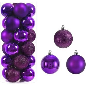 Mini Balls Ornaments for Christmas Tree - Shatterproof Hanging Balls for Birthday Valentine Wedding Party Christmas Tree Decorations (Purple)
