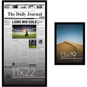 Americanflat 11x22 Newspaper Frame In Black - Assorted Media Article Cover Frame - Hanging Hardware Included - 22x11 Front Page Newspaper Picture Frame